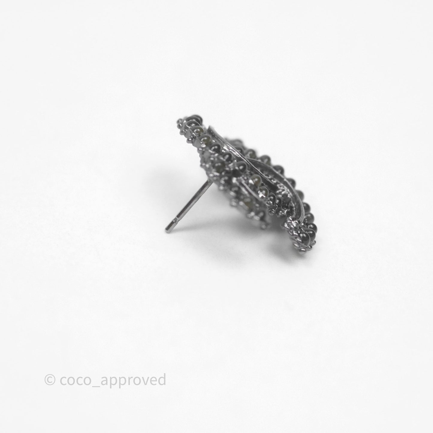 Chanel Resin Stone CC Earrings Ruthenium Hardware 14A