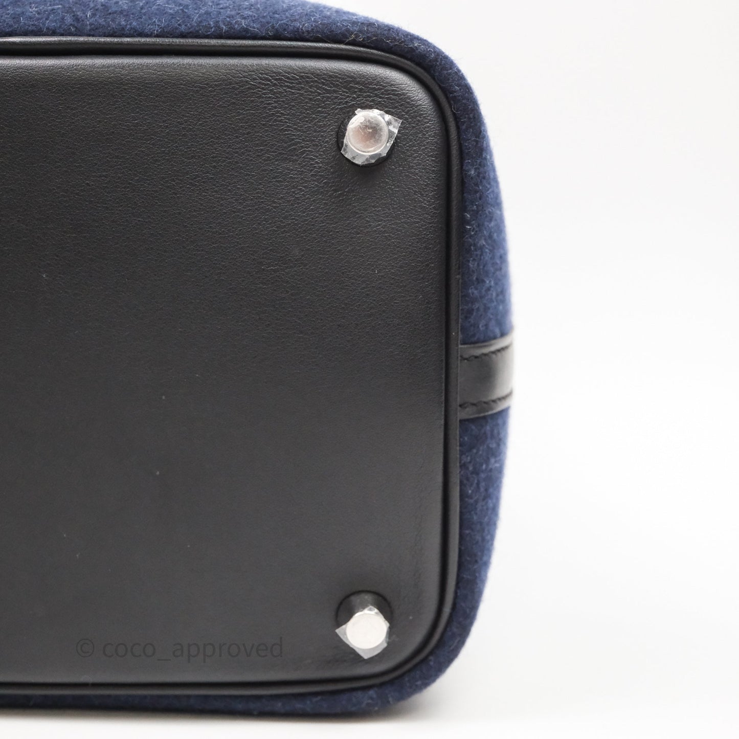 Hermès Picotin 18 Bleu Nuit 2Z / Swift Noir 89 Wool Feutre Swift Palladium Hardware