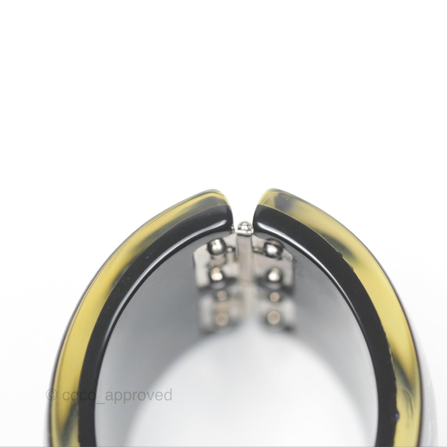 Chanel Sequin Camellia Resin Cuff Black 12A