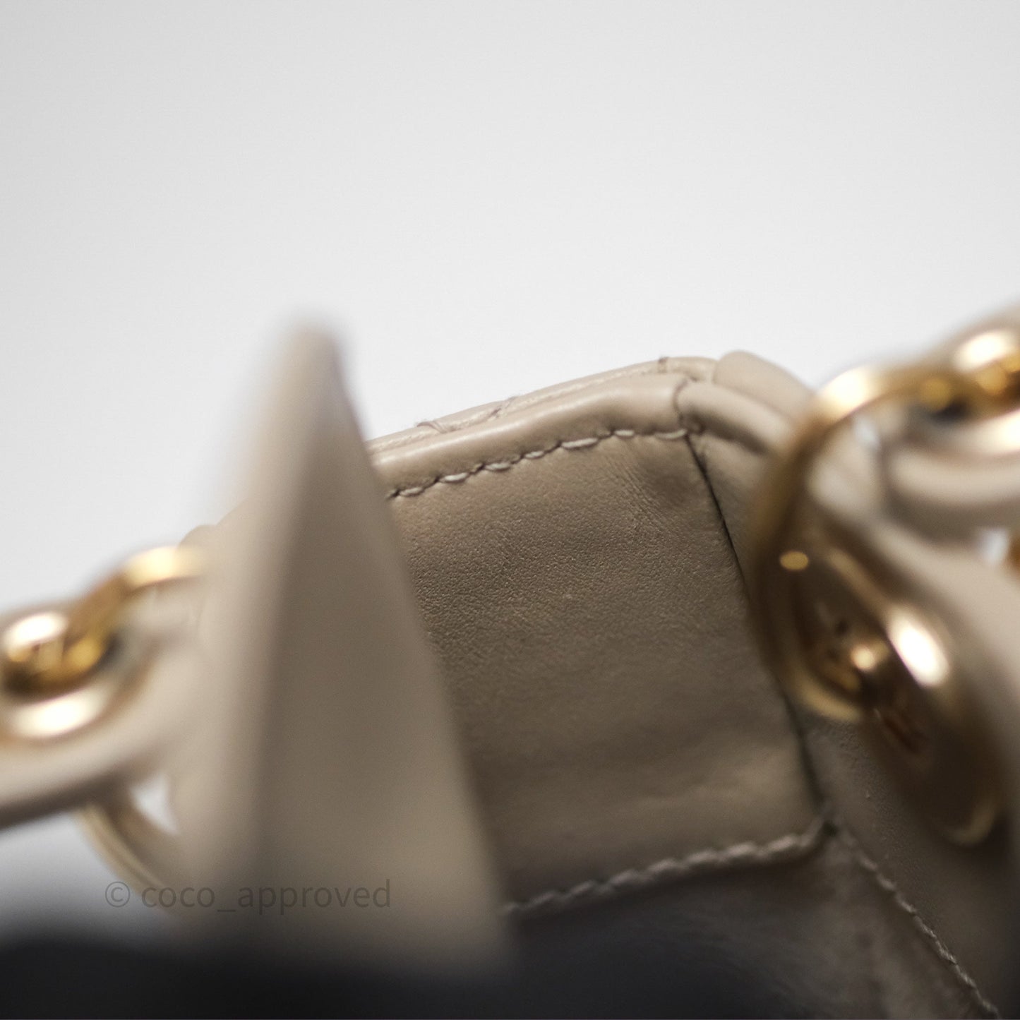 Christian Dior Micro Lady Dior Cannage Beige Lambskin Gold Hardware