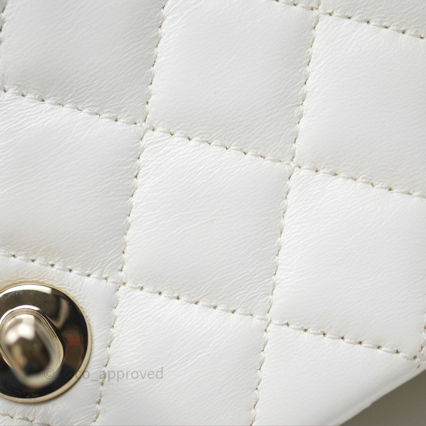 Chanel Crystals Top Handle Mini Rectangular Flap Bag White Lambskin Gold Hardware