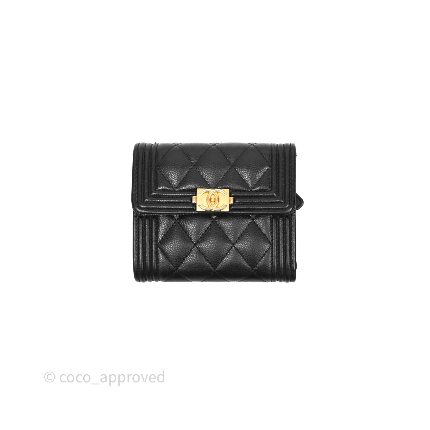 Chanel Small Boy Flap Wallet Black Caviar Gold Hardware