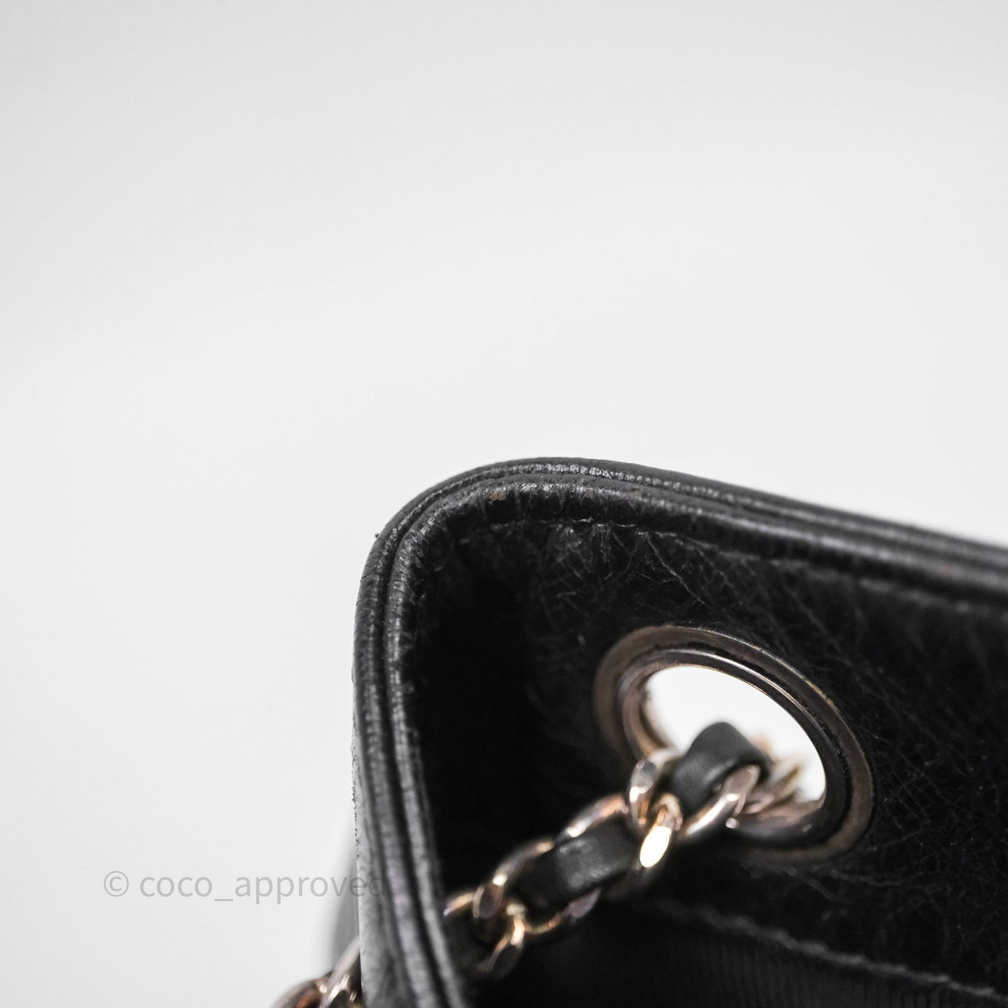 Chanel Vintage CC Drawstring Bag Black Calfskin Silver Hardware