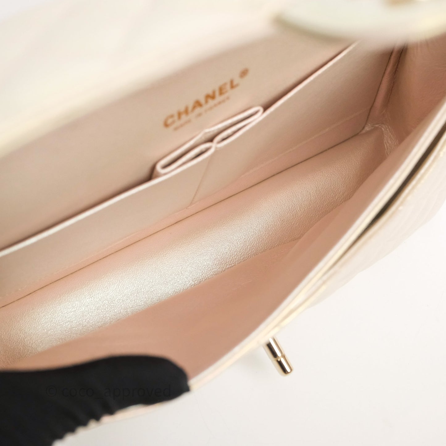 Chanel Classic Medium Double Flap Iridescent Beige Gold Hardware 21S