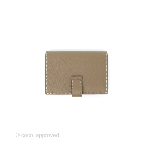 Hermes Bearn Card Holder Etoupe Epsom Palladium Hardware