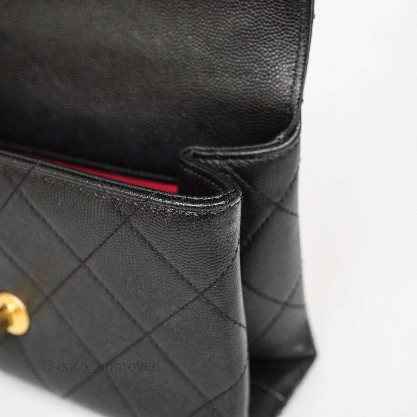 Chanel Mini Bracelet On Chain Flap Bag Flat Quilted Black Caviar Aged Gold Hardware