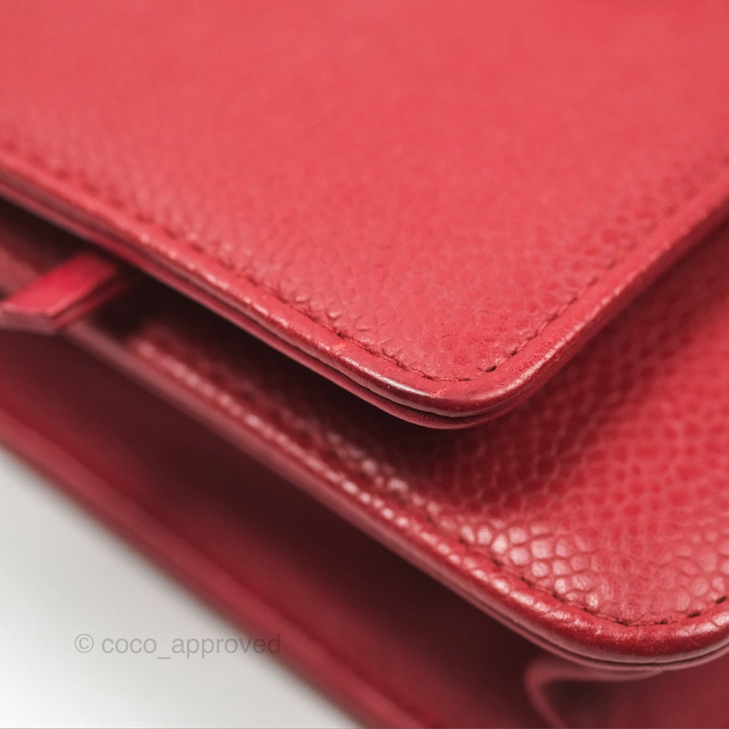 Chanel CC Wallet On Chain WOC Red Caviar Silver Hardware