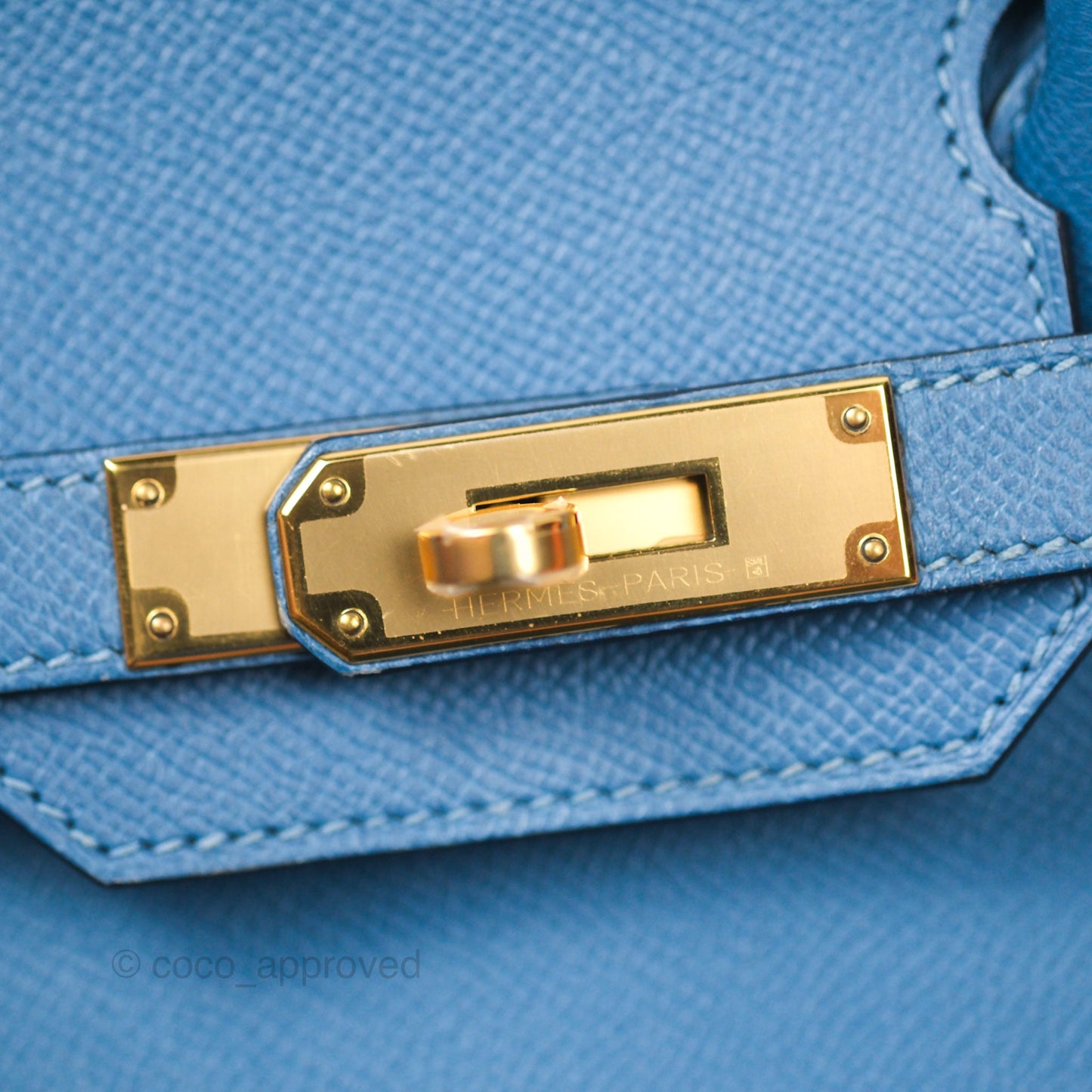 Hermès Birkin 30 Retourne Bleu Brighton 7E Epsom Gold Hardware