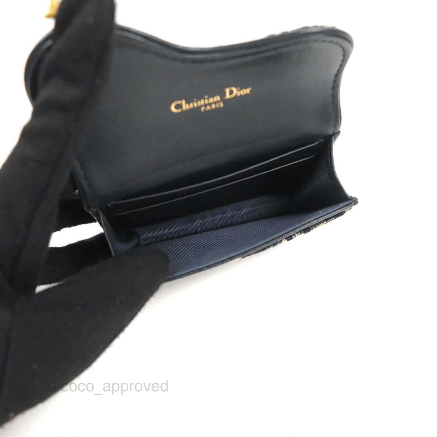 Christian Dior Saddle Flap Card Holder Blue Dior Oblique Jacquard