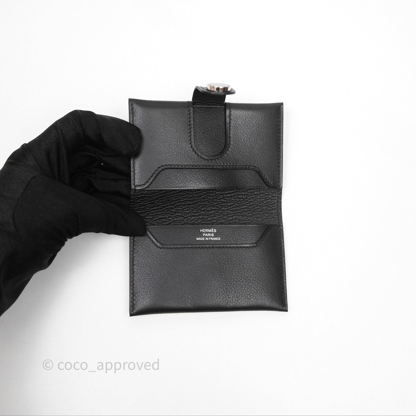 Hermes Porte-Cartes R.M.S Veau Evergrain Noir