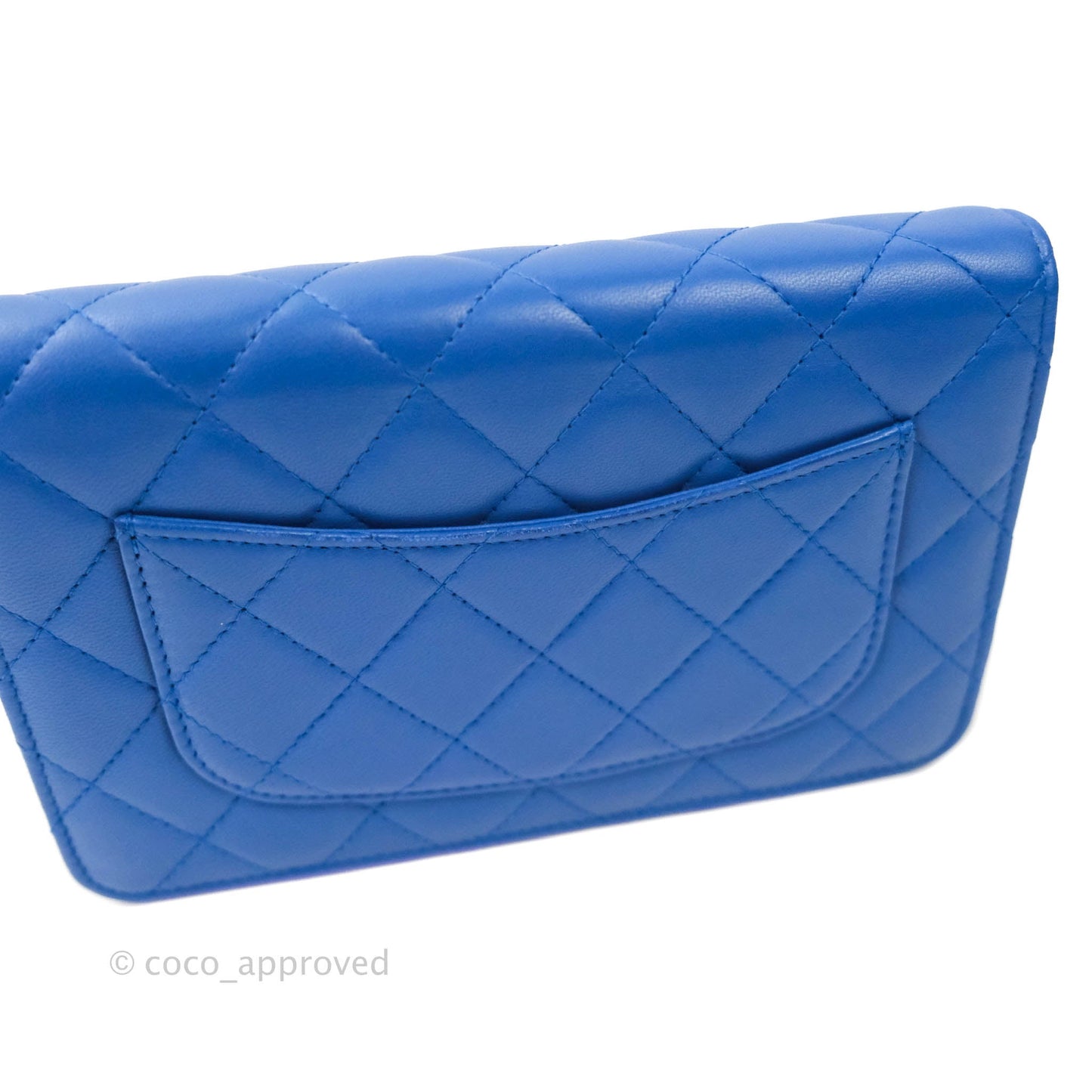 Chanel Quilted Wallet on Chain WOC Blue Lambskin Silver Hardware