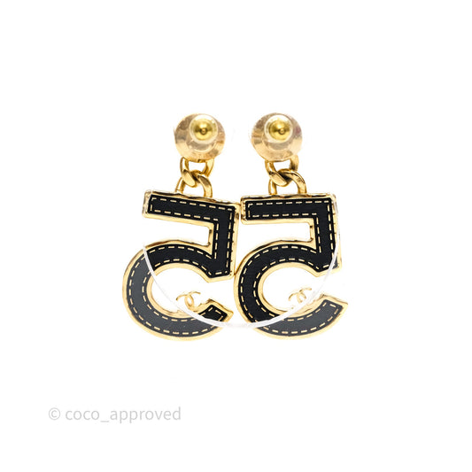 Chanel Crystal No.5 Drop Earrings Gold Tone 23S