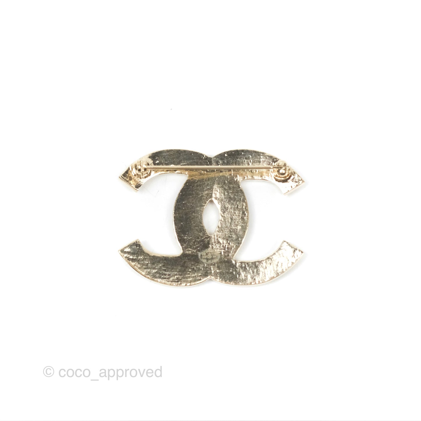 Chanel CC Brown Gripoix Rectangle Brooch Gold Tone 19A