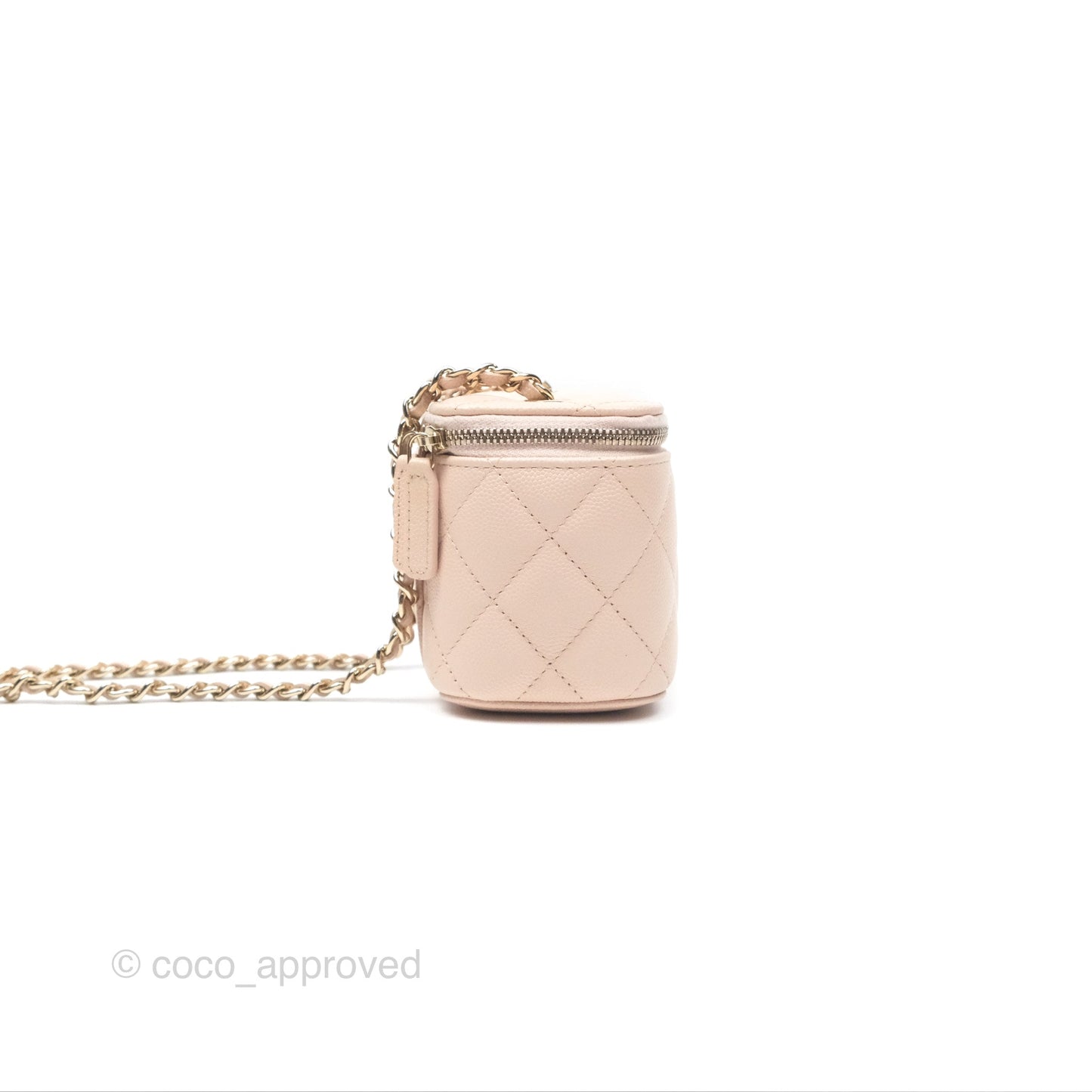 Chanel Mini Vanity With Chain Beige Pink Caviar Gold Hardware