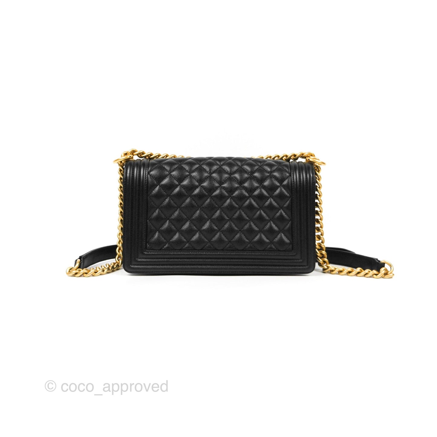 Chanel Quilted Medium Boy Black Caviar Aged Gold Hardware
