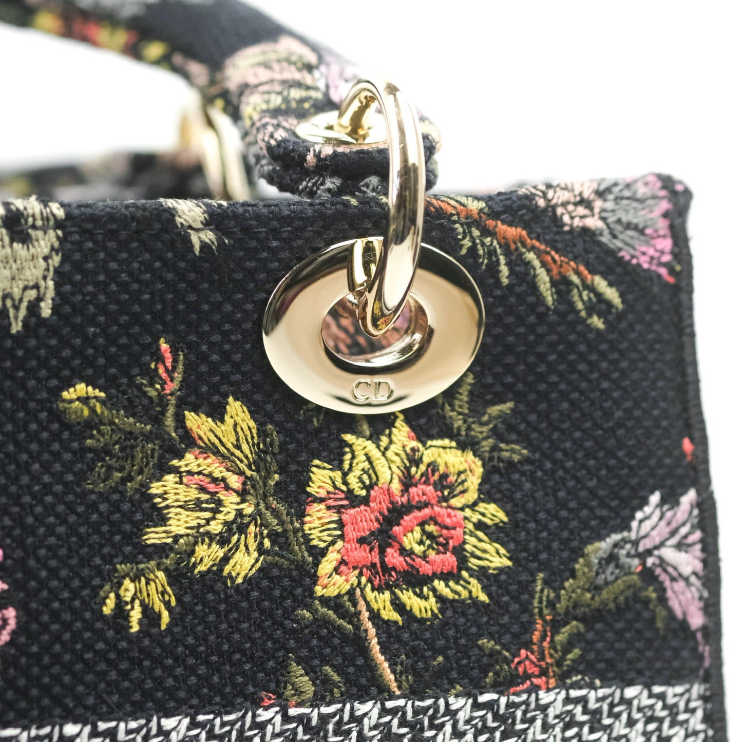 Christian Dior Medium Lady D-Lite Bag Black Dior Jardin Botanique Embroidery