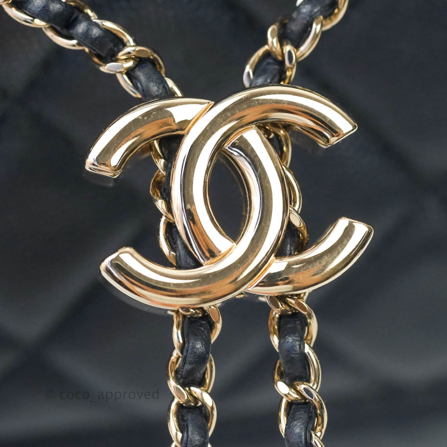 Chanel Caviar Quilted Rolled Up Bucket Drawstring Bag Navy Gold Hardware
