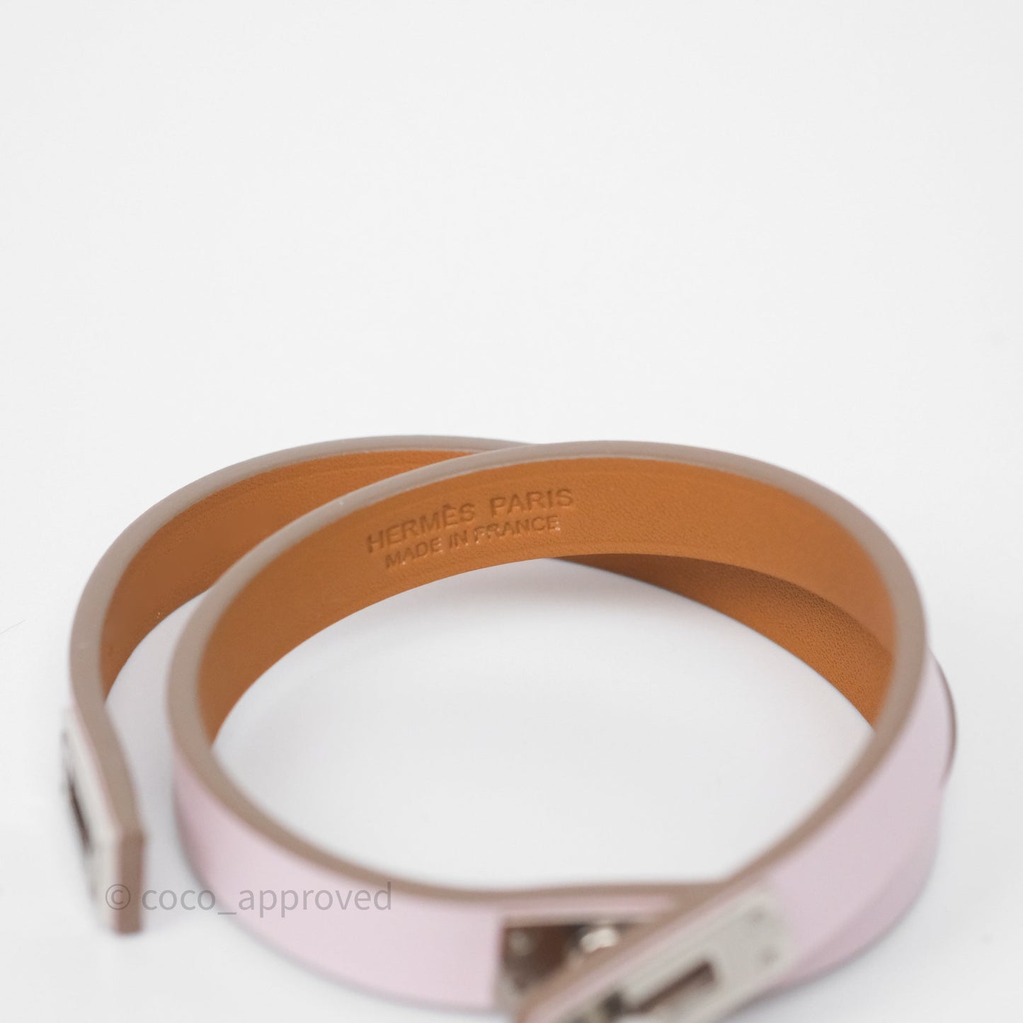 Hermès Kelly Double Tour Bracelet Mauve Pâle Swift Palladium Hardware