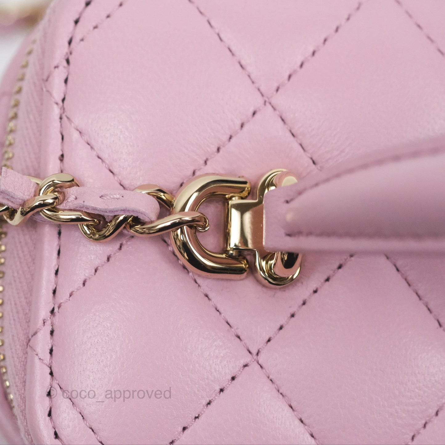 Chanel Vanity Rectangular Top Handle Lilac Pink Lambskin Gold Hardware