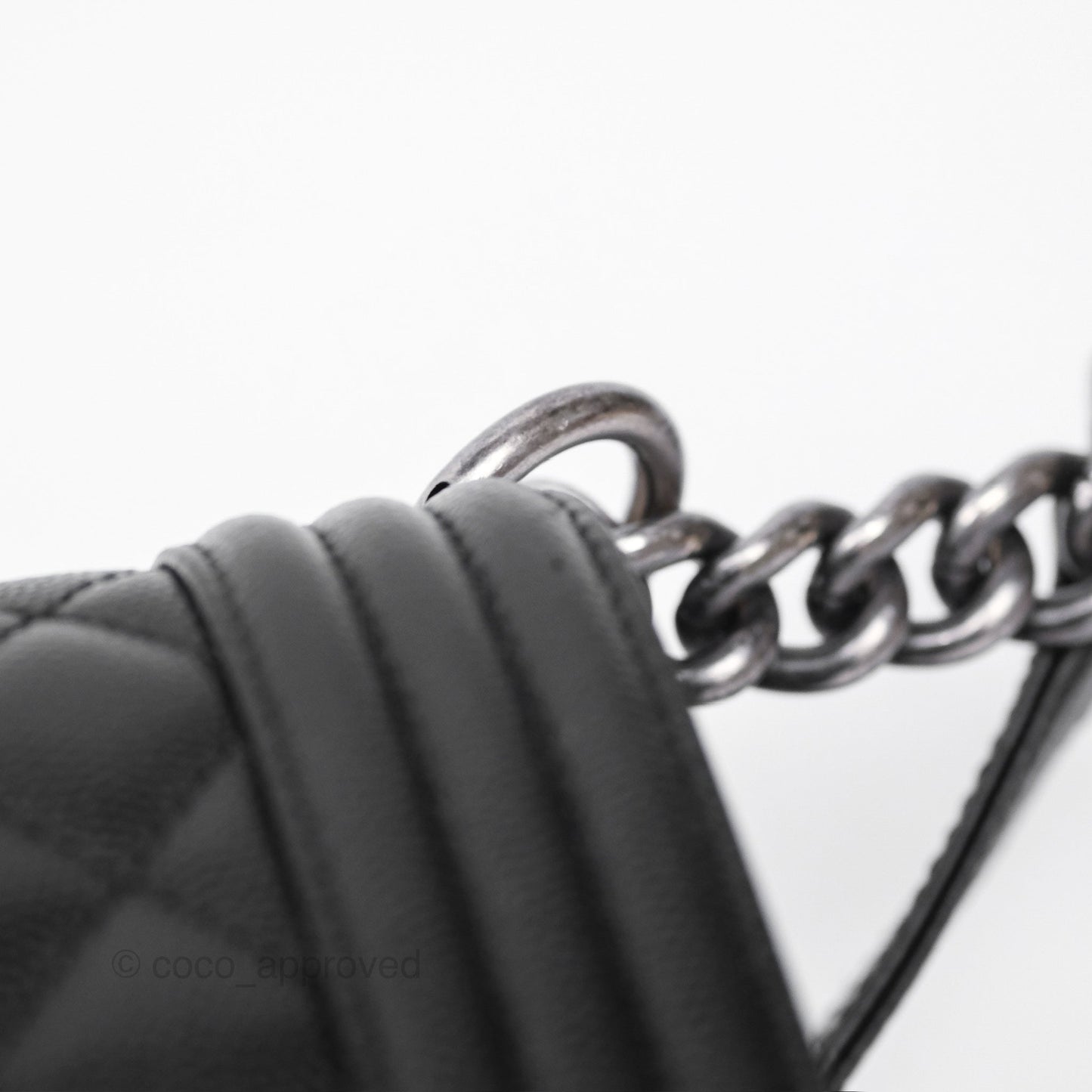 Chanel Medium Boy Quilted Black Caviar Ruthenium Hardware