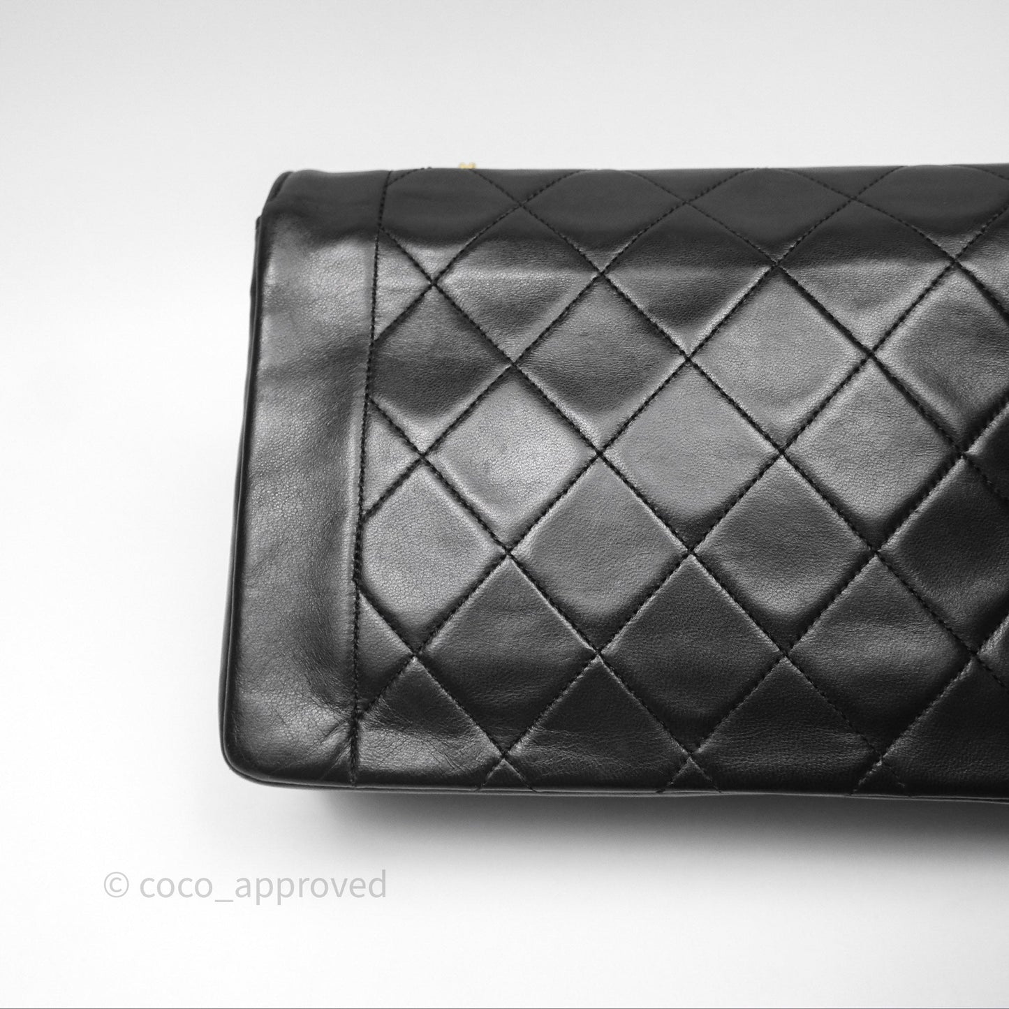 Chanel Medium Vintage Quilted Classic Diana Flap Bag Black Lambskin 24K Gold Hardware