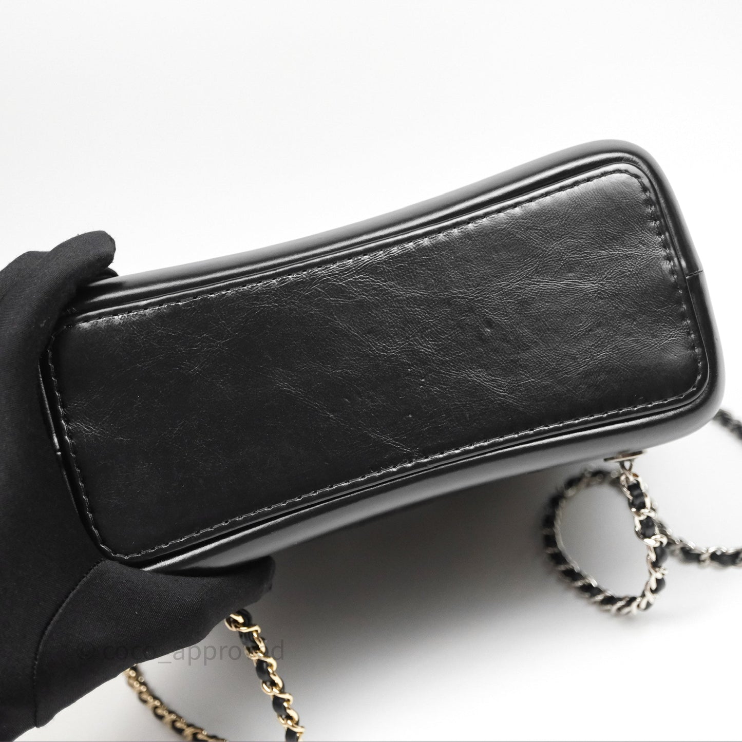 Chanel Small Chevron Gabrielle Backpack Black Aged Calfskin