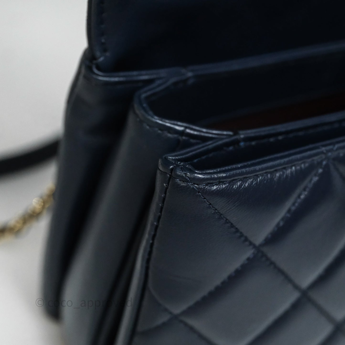 Chanel Small Trendy CC Navy Lambskin Gold Hardware