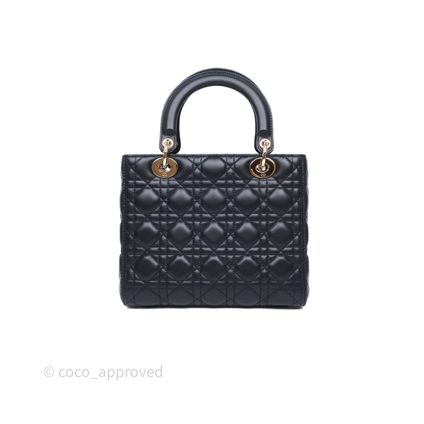 Christian Dior Medium Lady Dior Navy Lambskin Gold Hardware
