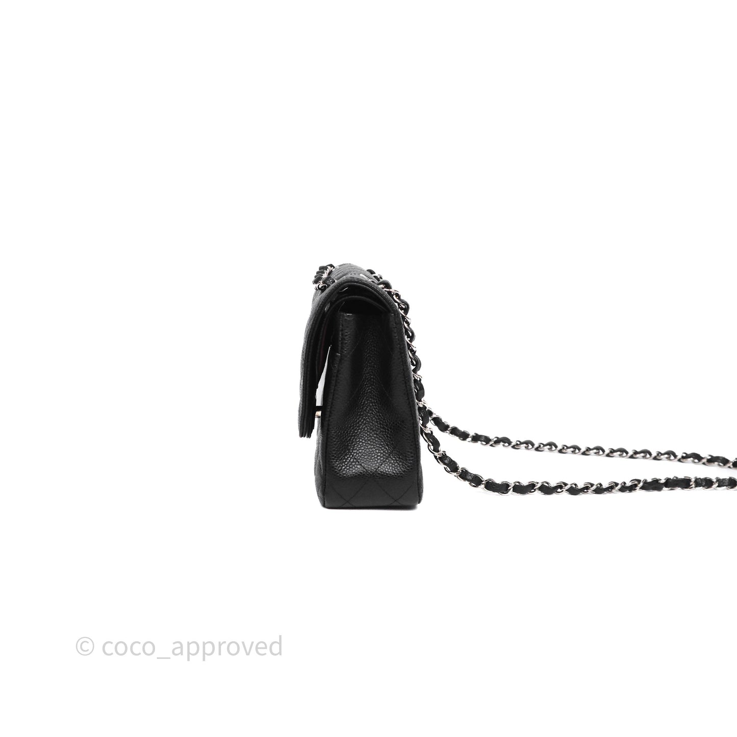 Chanel Classic M/L Medium Flap Quilted Black Caviar Silver Hardware