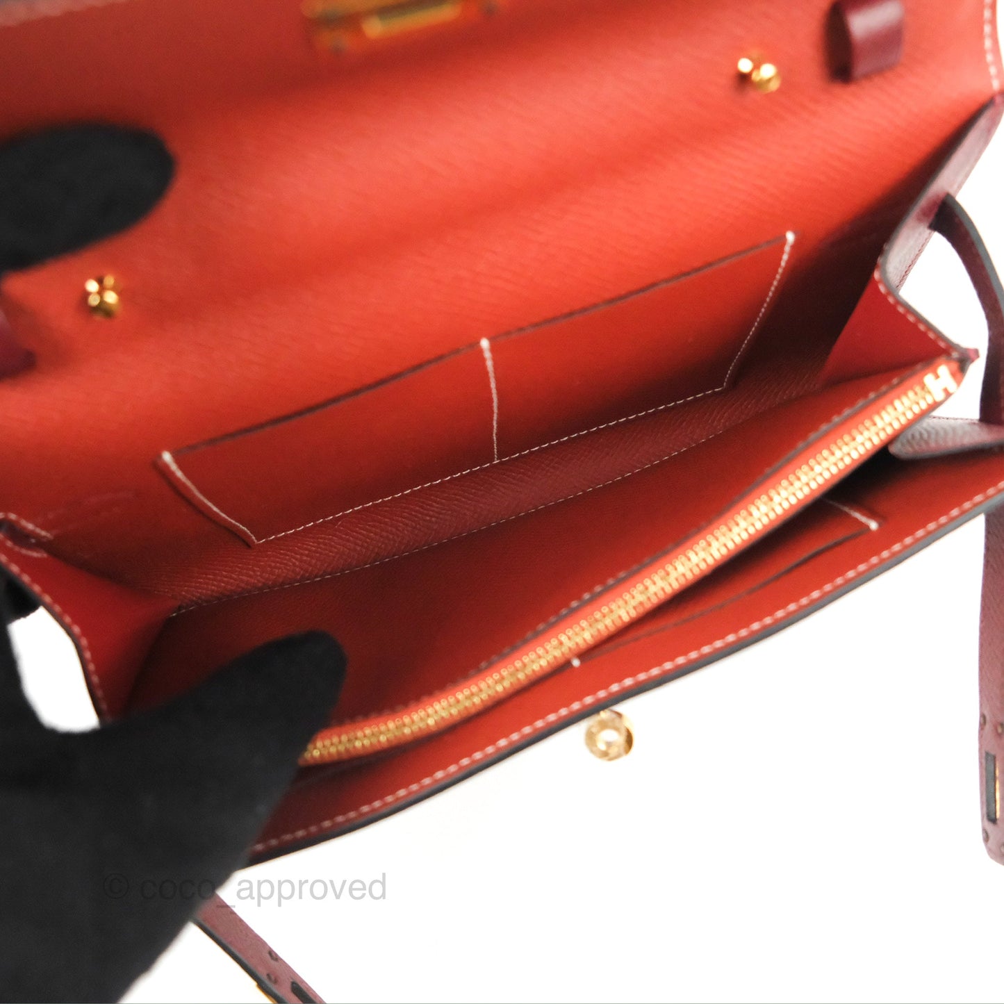 Hermès Kelly To Go Wallet Rouge H/ Brick Epsom Gold Hardware