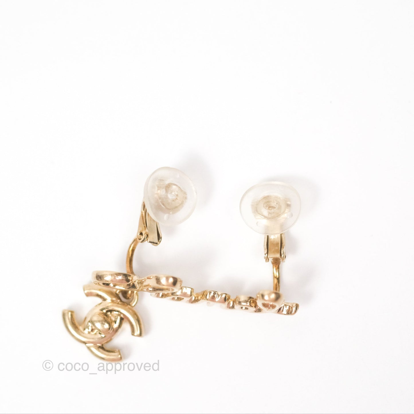 Chanel Logo CC Turnlock Ear Clips Gold Tone 22V