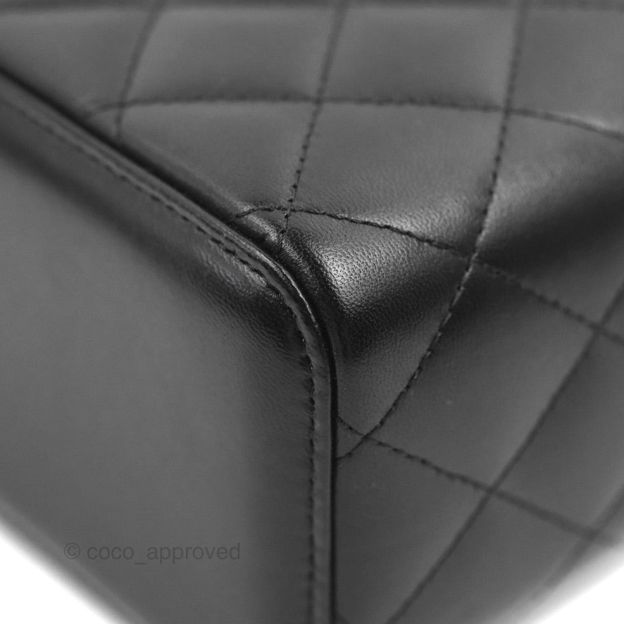 Chanel Vanity Rectangular Top Handle Black Lambskin Gold Hardware