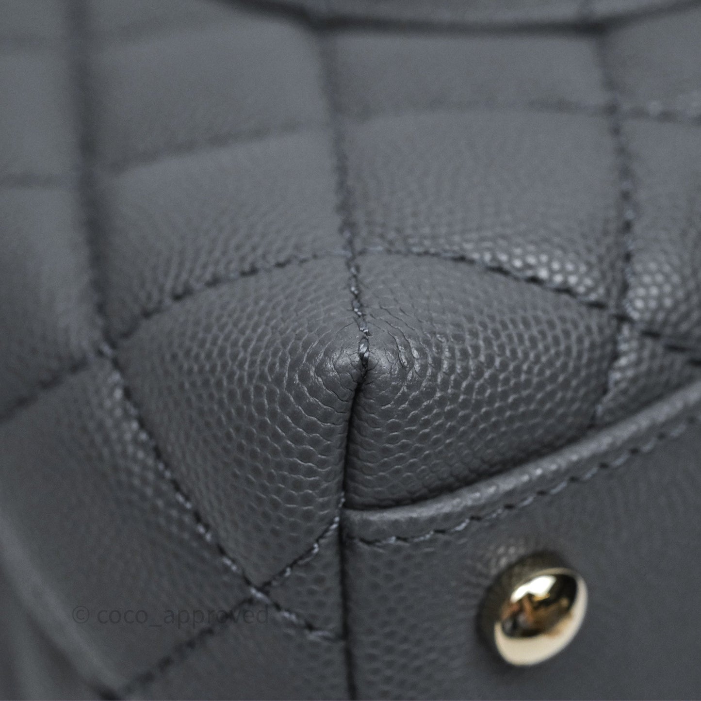 Chanel Small Coco Handle Quilted Grey Caviar Gold Hardware 23K