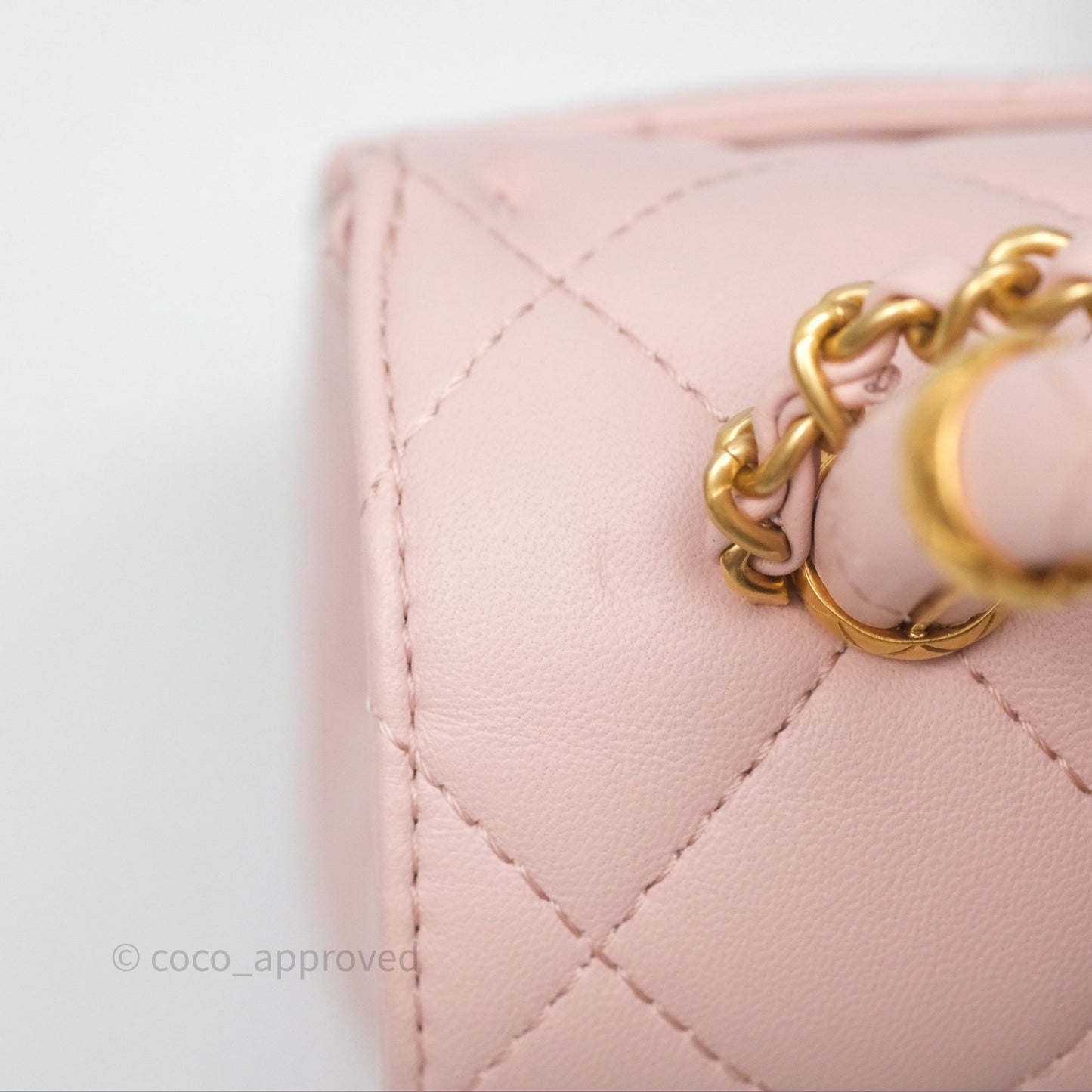 Chanel Top Handle Flap Bag Pink Lambskin Aged Gold Hardware 23S