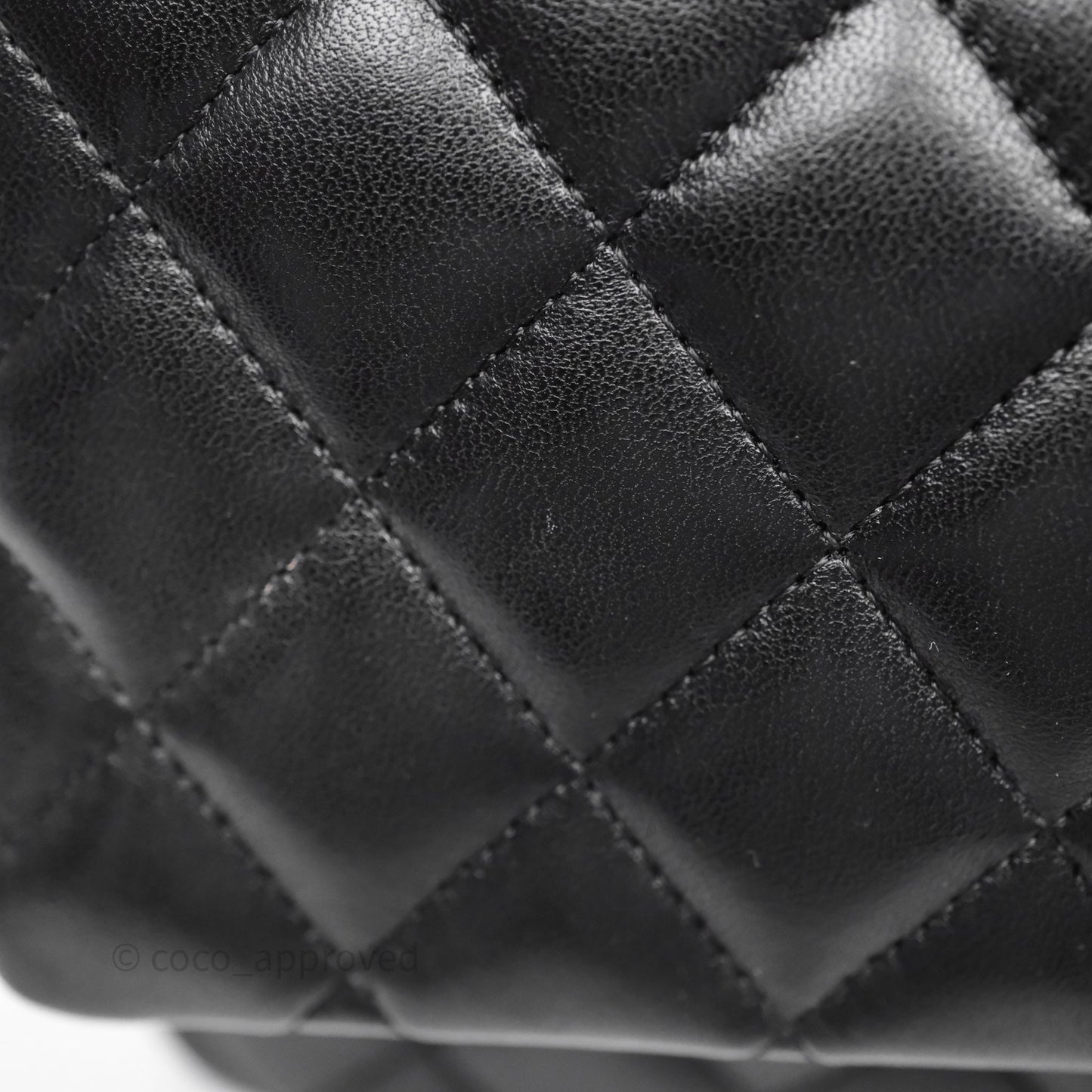 Chanel Classic M/L Medium Flap Quilted Black Lambskin Silver Hardware