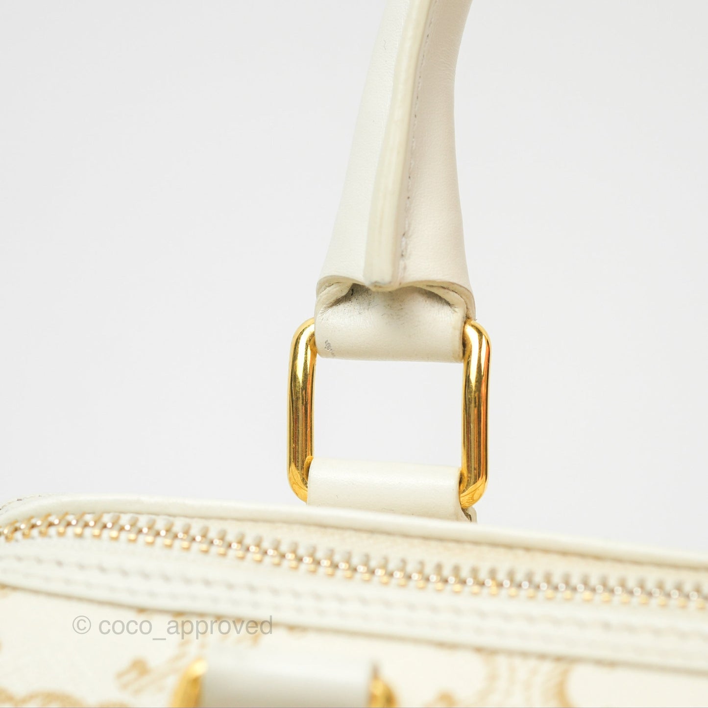 Celine Small Triomphe Canvas Boston Bag White Calfskin