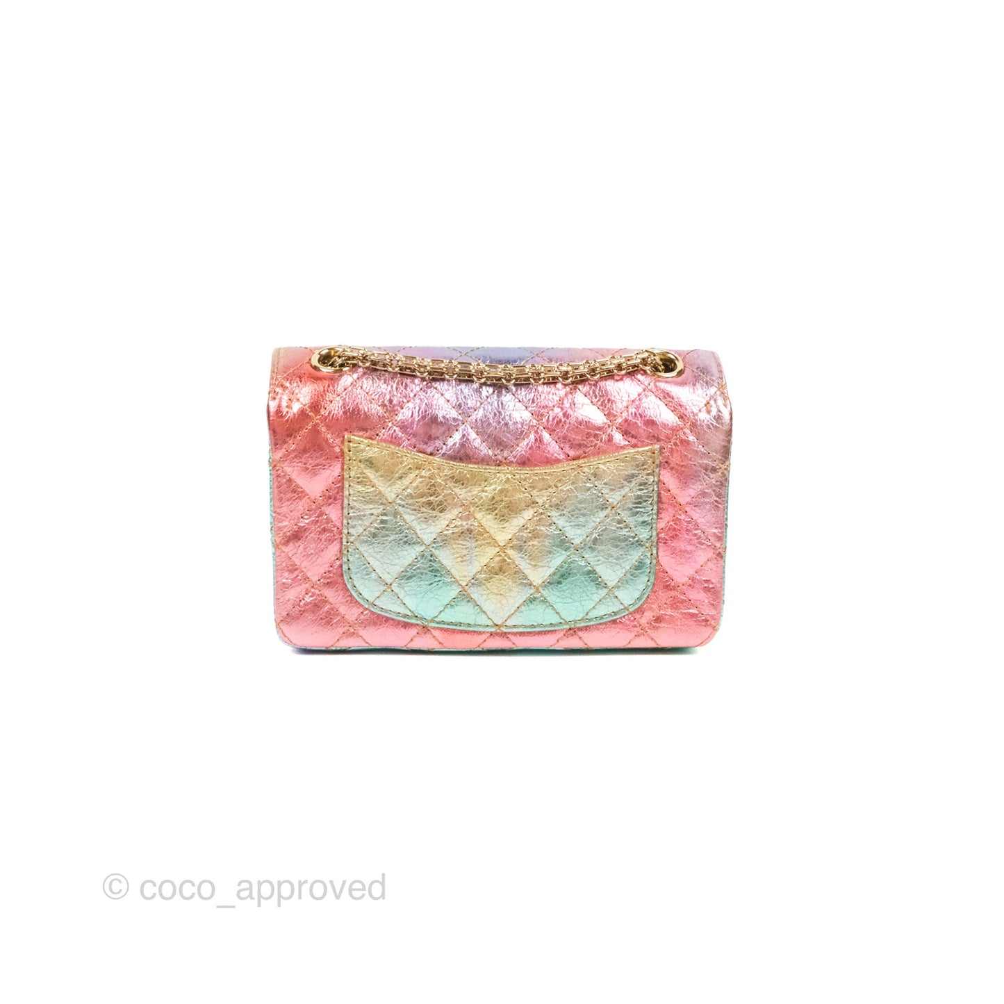 Chanel Quilted Mini Reissue 224 Metallic Rainbow Crumpled Calfskin Gold Hardware
