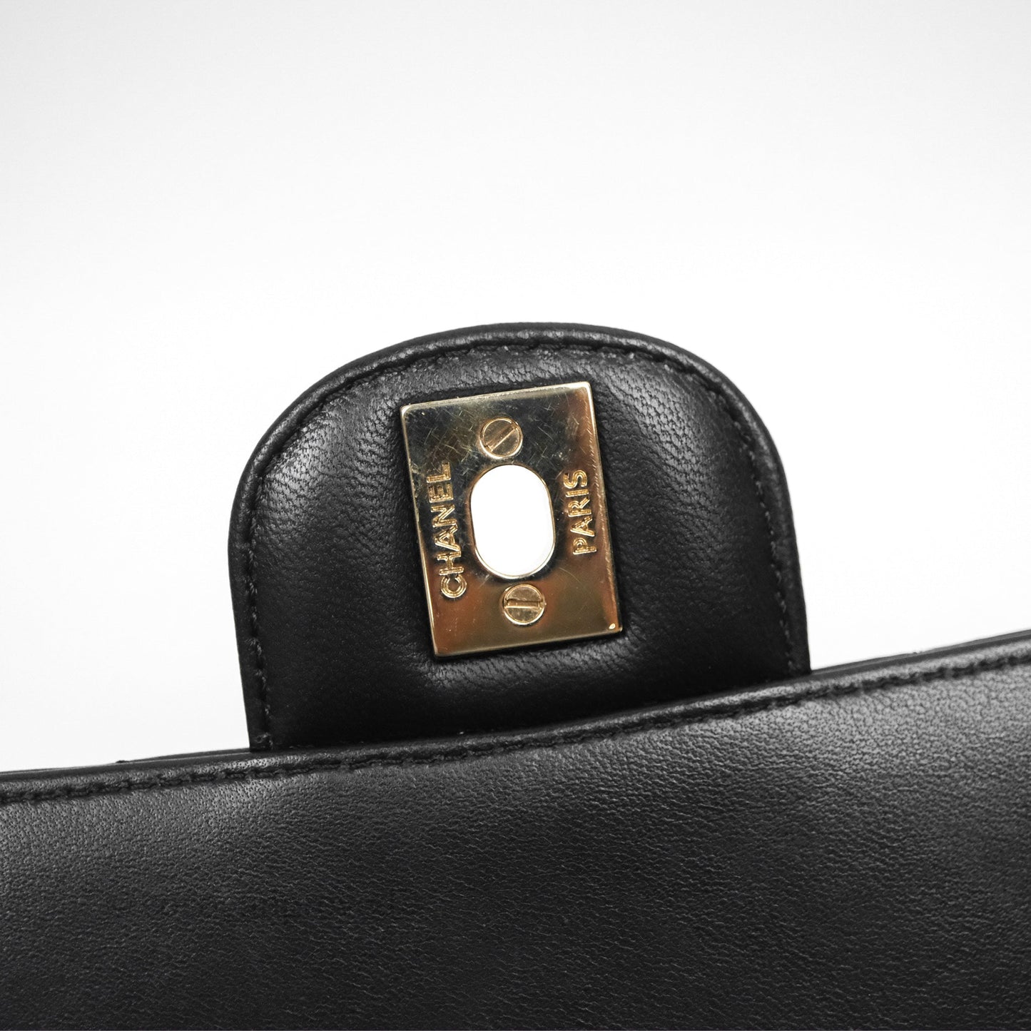 Chanel Quilted Mini Rectangular Chevron Black Lambskin Gold Hardware