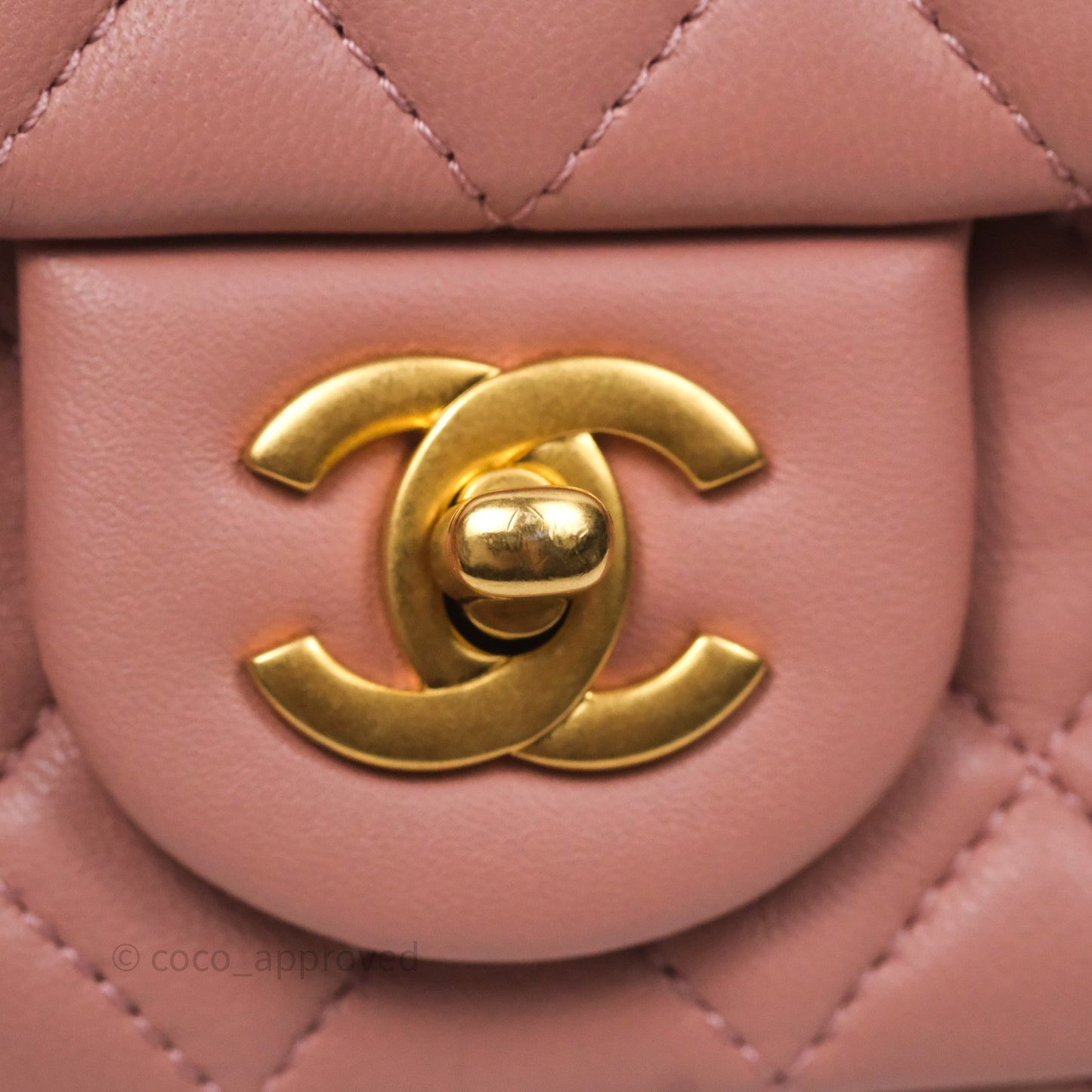 Chanel Mini Rectangular Pearl Crush Dusty Pink Lambskin Aged Gold Hardware