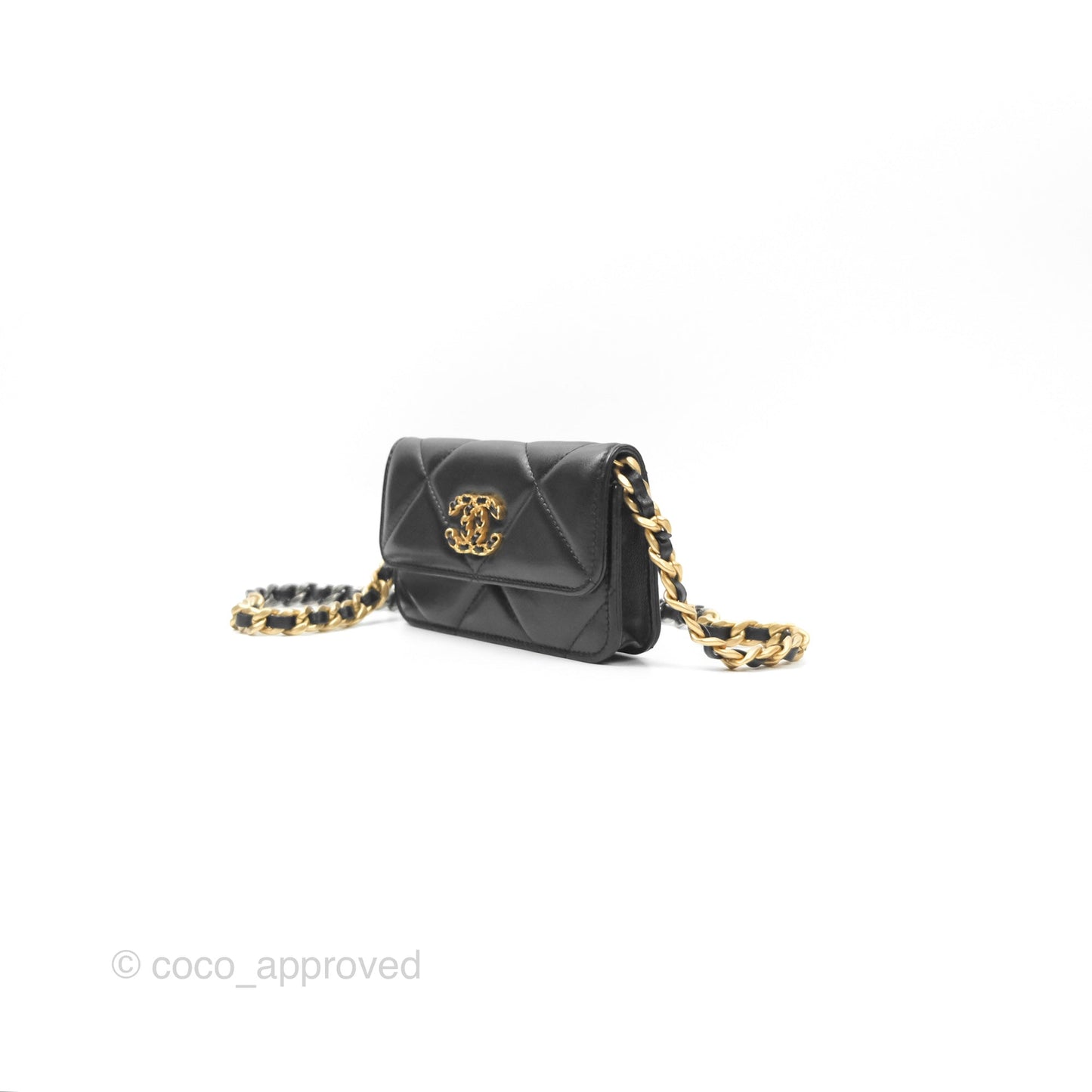 Chanel 19 Clutch With Chain Black Lambskin Mixed Hardware