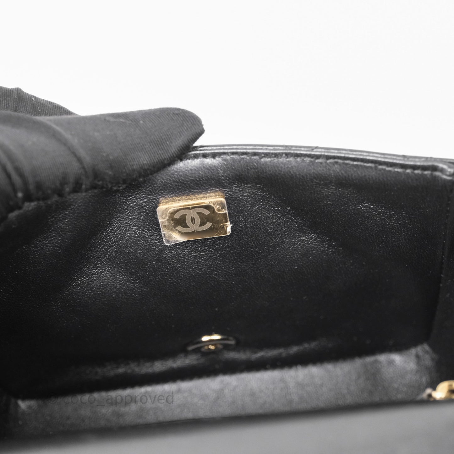 Chanel Mini Square Quilted Black Lambskin Gold Hardware
