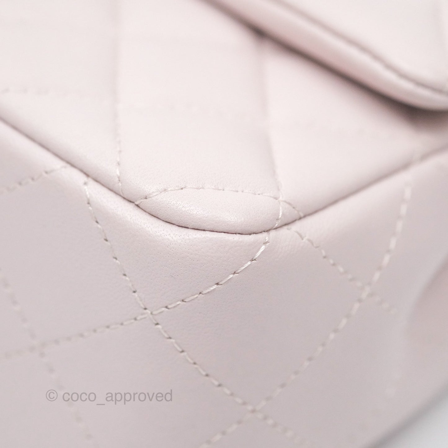 Chanel Quilted Mini Rectangular Pale Lilac Lambskin Silver Hardware