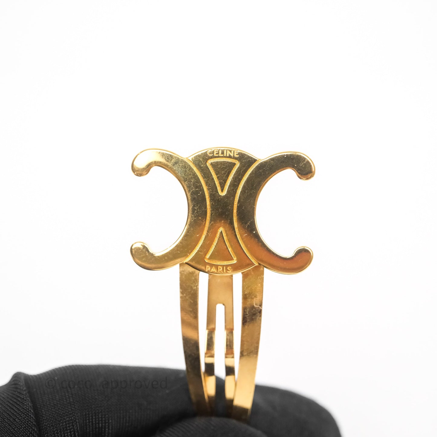 Celine Set of 2 Snap Hair Clips Gold Tone