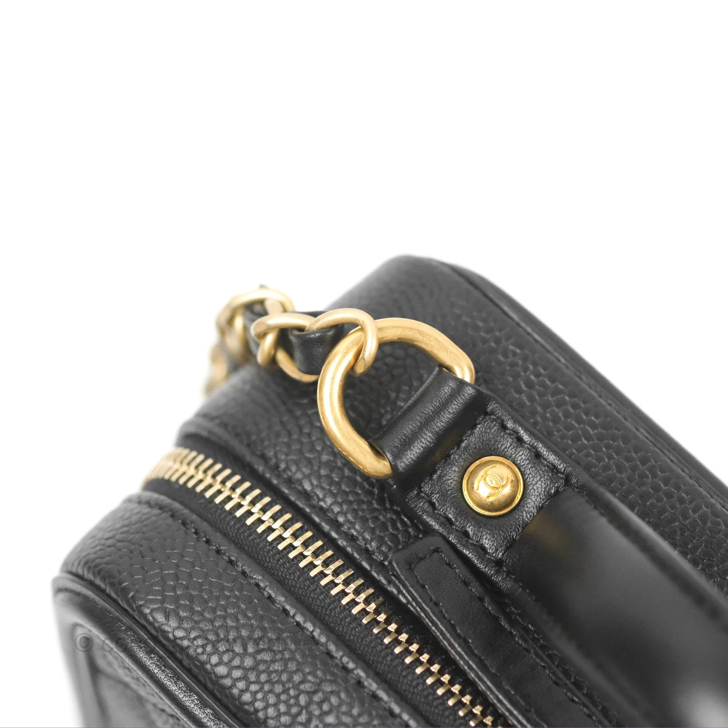 Chanel Quilted Medium CC Filigree Vanity Case Black Caviar Gold Hardware
