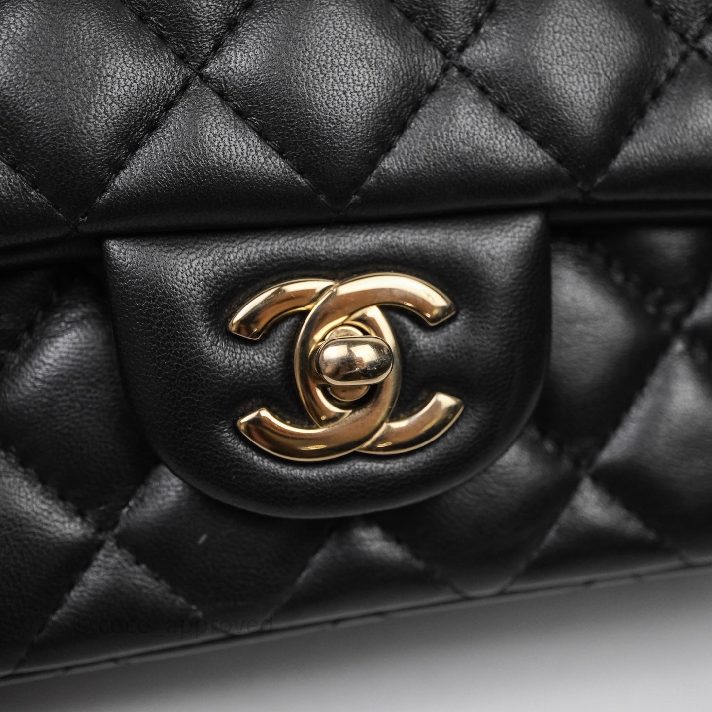 Chanel Mini Rectangular Flap Quilted Black Lambskin Gold Hardware