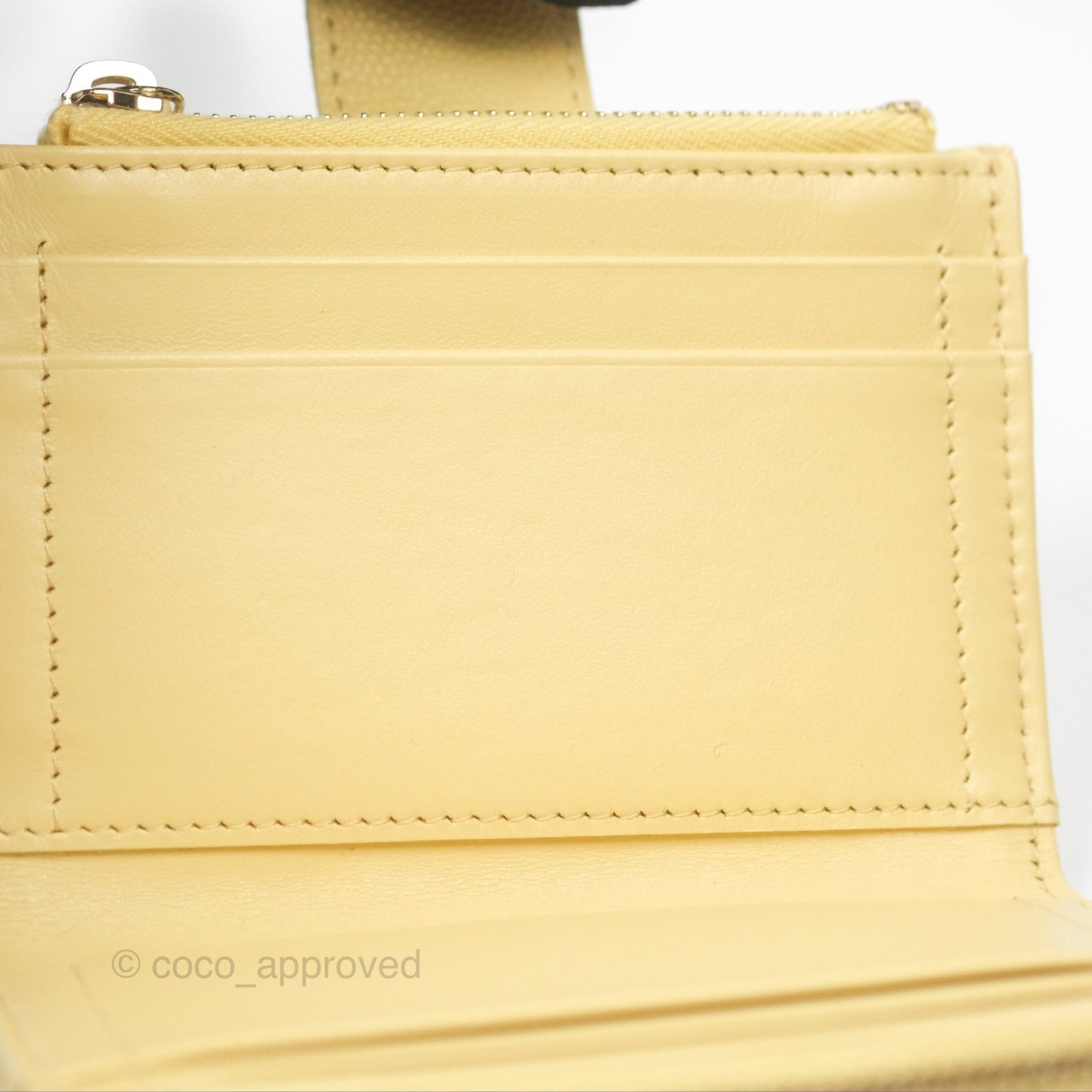 Chanel Classic Double Zip Card Case Yellow Caviar Gold Hardware