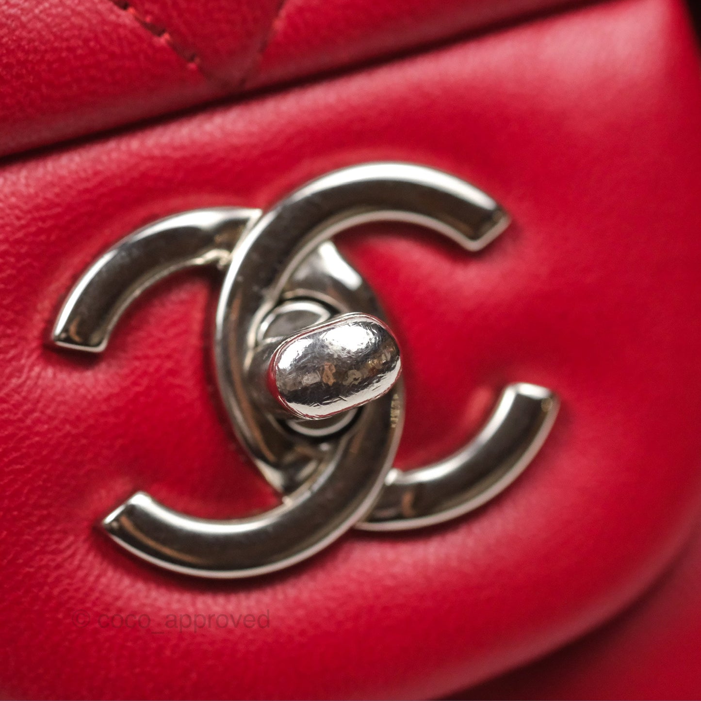 Chanel Jumbo Double Flap Red Lambskin Silver Hardware