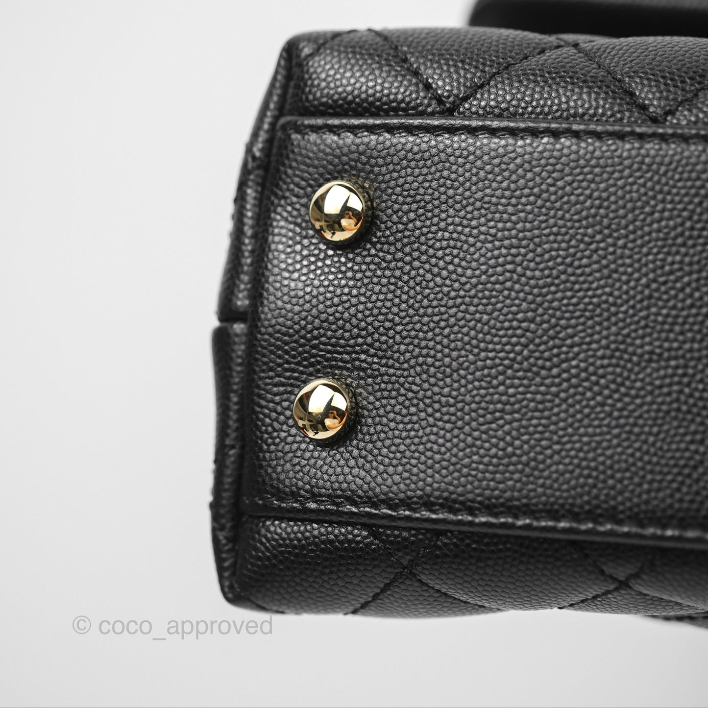 Chanel Small Quilted Coco Handle Black Caviar Gold Hardware