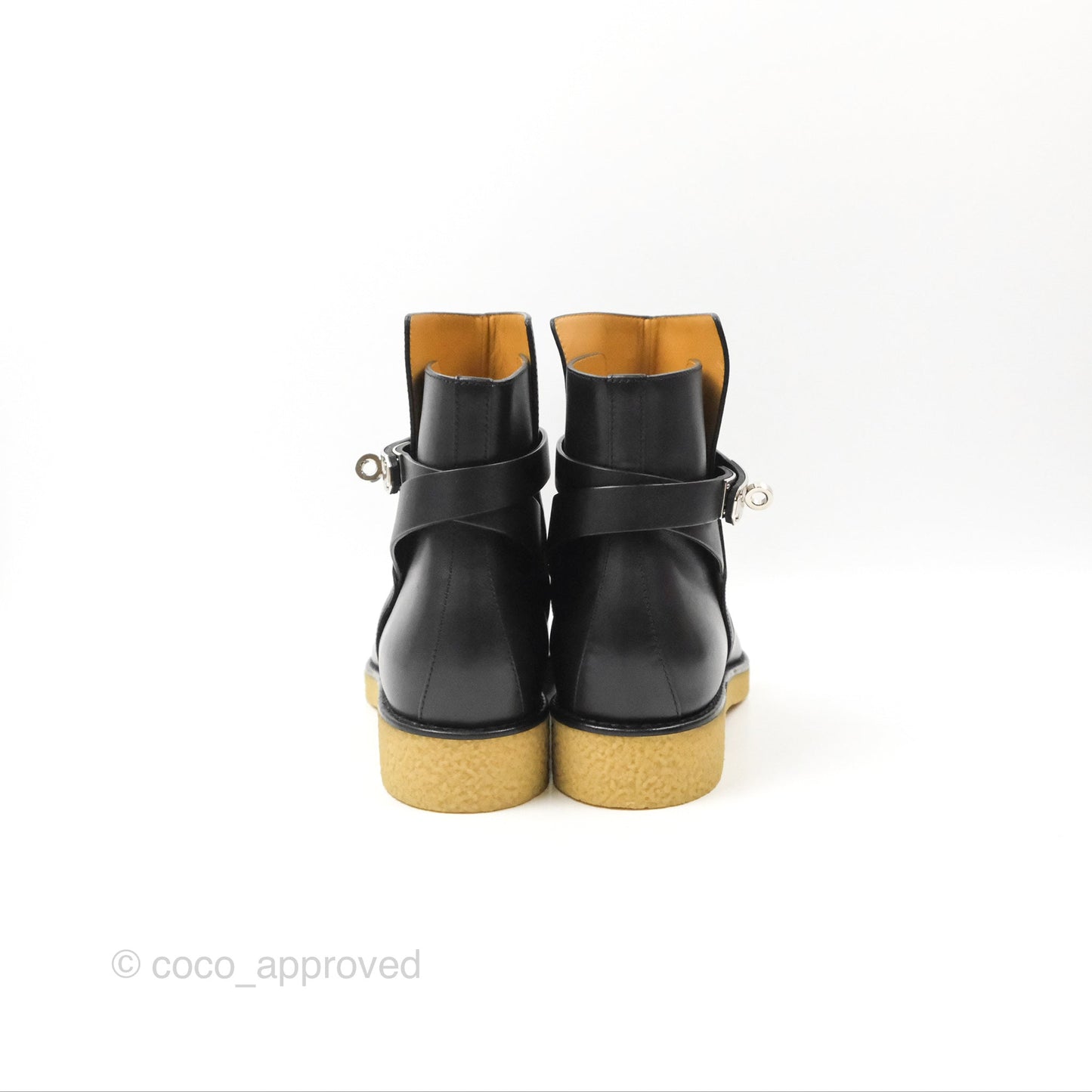Hermes Follow Ankle Boots Black Calfskin Size 39