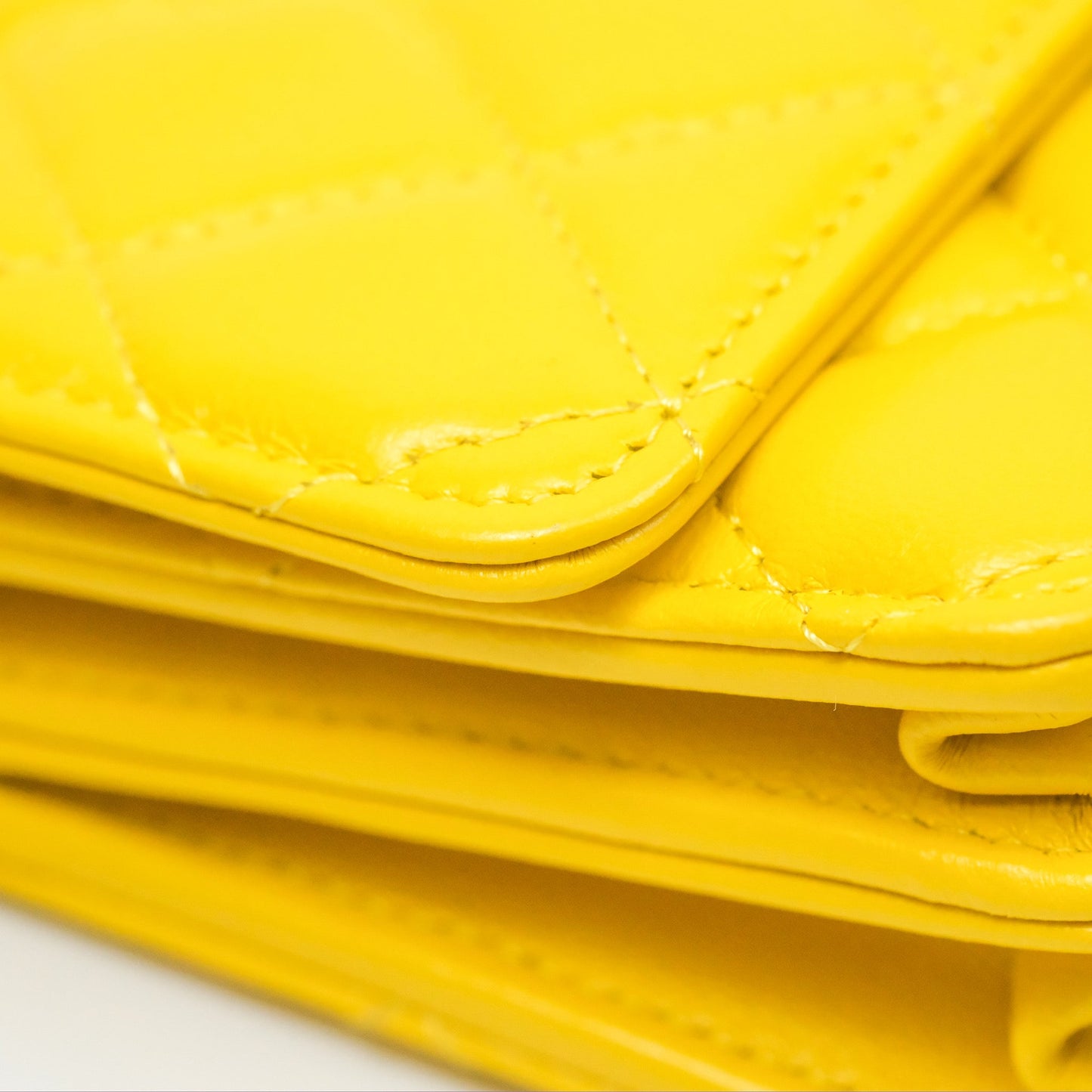 Chanel Lacquered Chain Mini WOC Yellow Lambskin